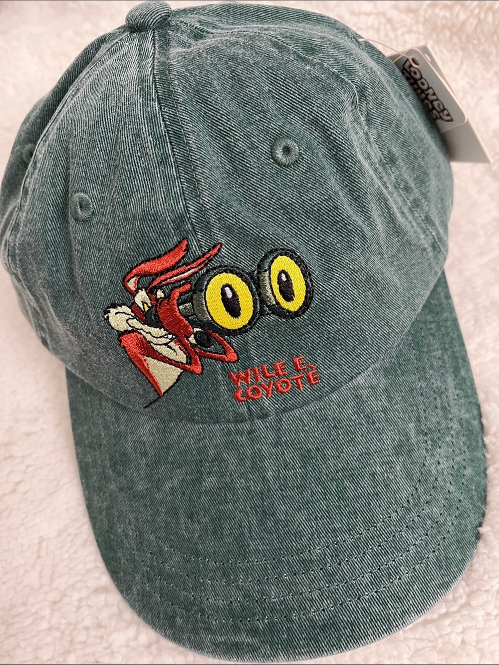Looney Tunes Wile E Coyote Embroidered Dad Hat Baseball Cap Washed Green